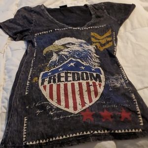 DayTrip FREEDOM Eagle T Shirt Top Large Black
